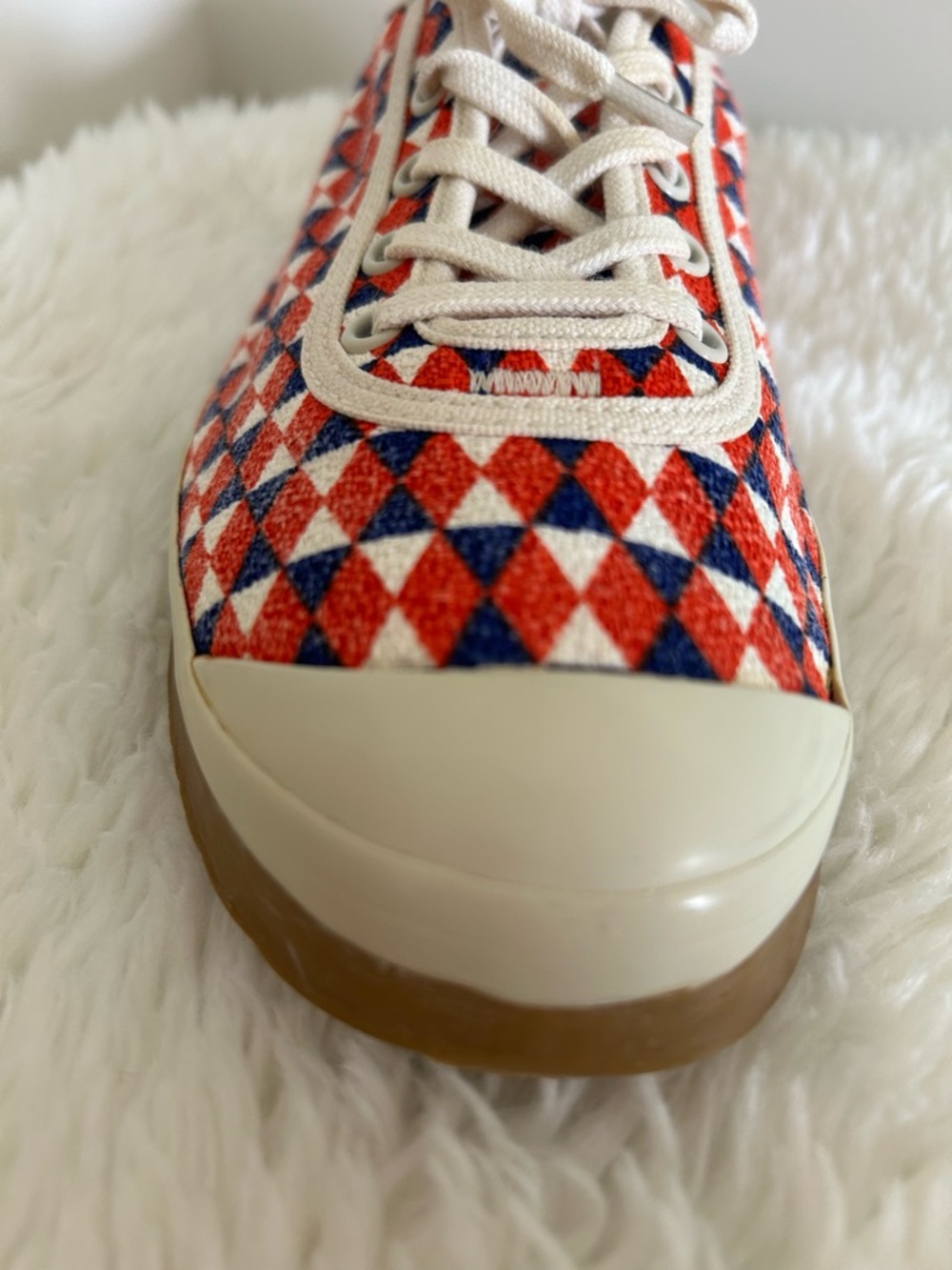 Tory Burch Sport Patterned Red & Blue Canvas Sneakers - Picture 7 of 14